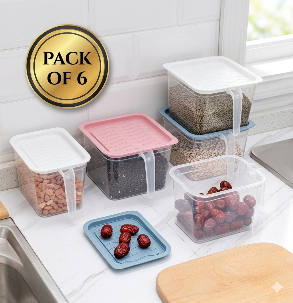 NestBasket Pro Kitchen Storage Basket – Unbreakable Stackable Pantry Basket Pack of 6
