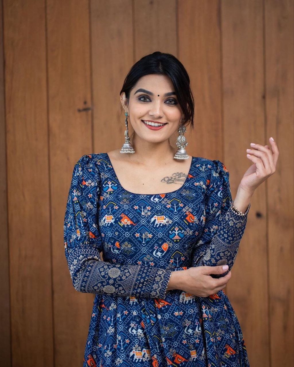 HyprFLOW™ Printed Georgette Gown — Festive & Wedding Luxury Wear | Women