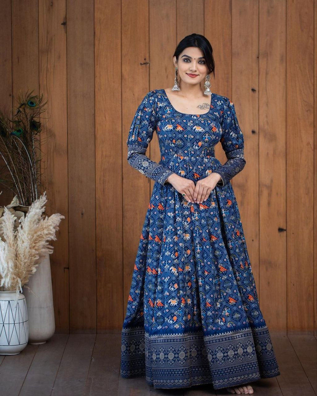 HyprFLOW™ Printed Georgette Gown — Festive & Wedding Luxury Wear | Women