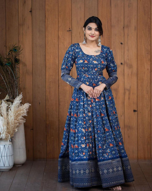 HyprFLOW™ Printed Georgette Gown — Festive & Wedding Luxury Wear | Women