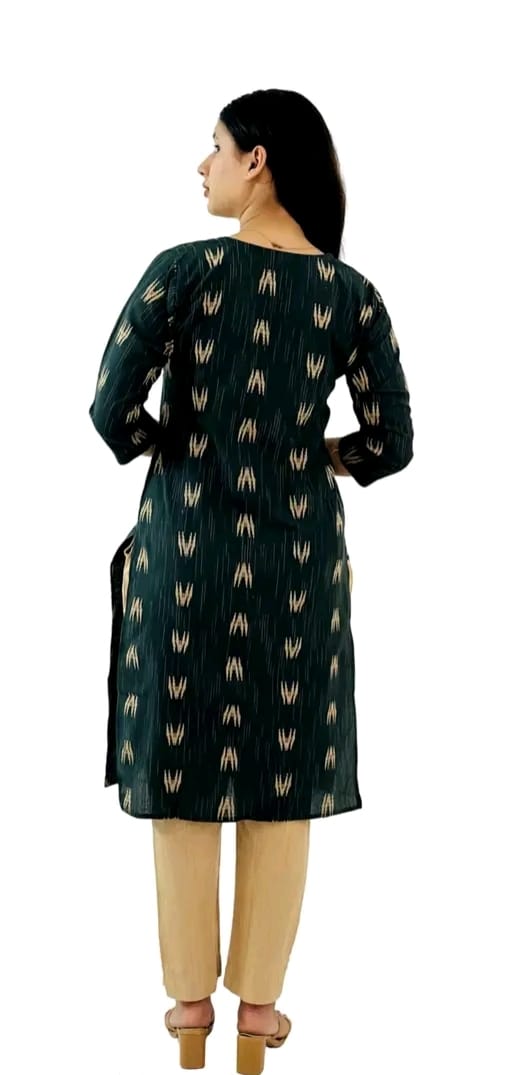 HyprFLOW™ Kurti with Pant & Dupatta — Green | Women's Luxury Kurta Set