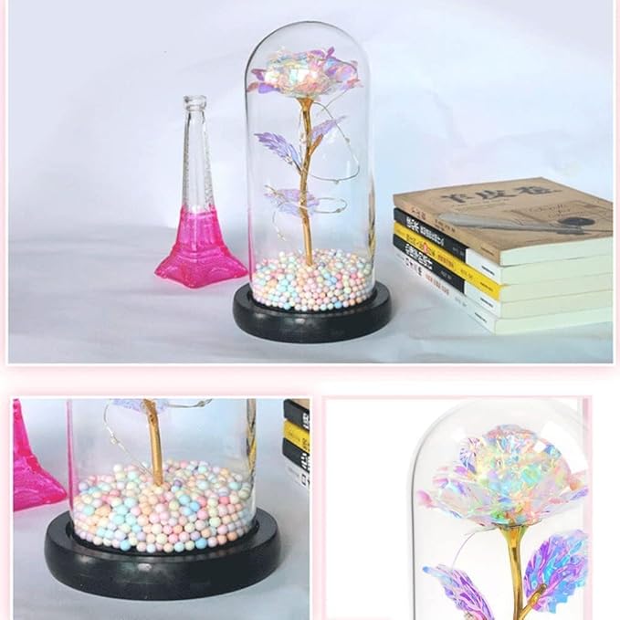LumiRose Glass Rose with LED Light – Eternal Flower Gift for Valentine's Day & Birthday
