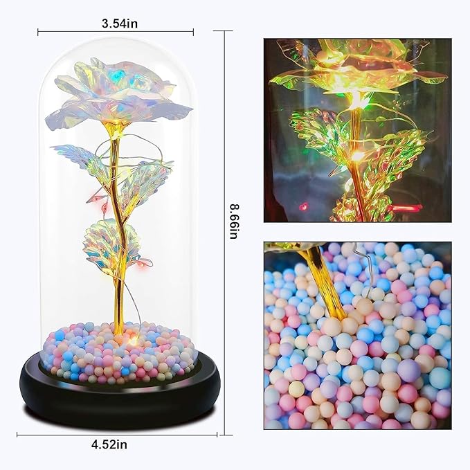 LumiRose Glass Rose with LED Light – Eternal Flower Gift for Valentine's Day & Birthday
