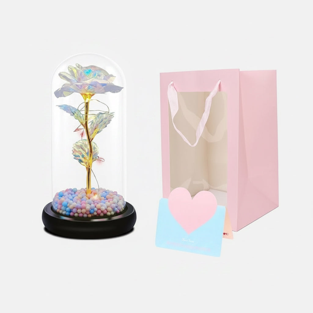 LumiRose Glass Rose with LED Light – Eternal Flower Gift for Valentine's Day & Birthday