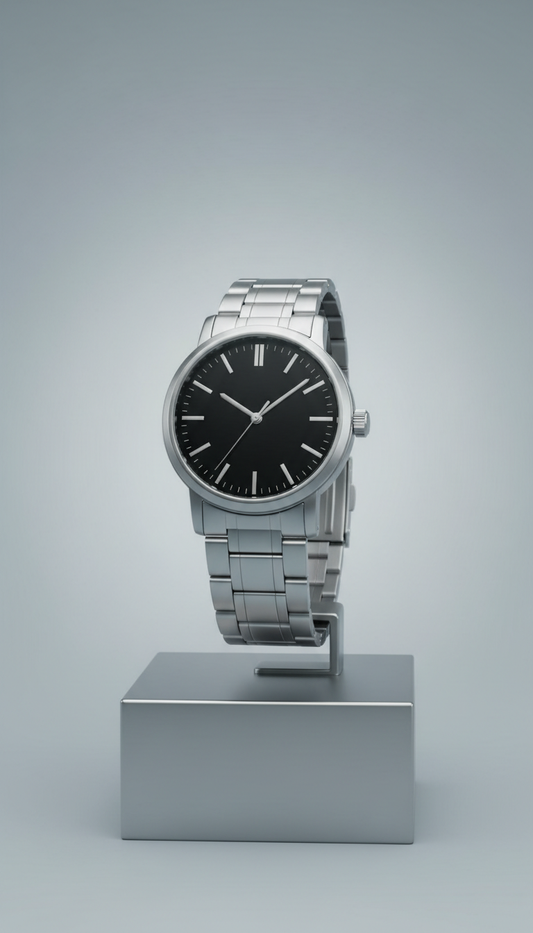 Classic Stainless Steel Black Dial