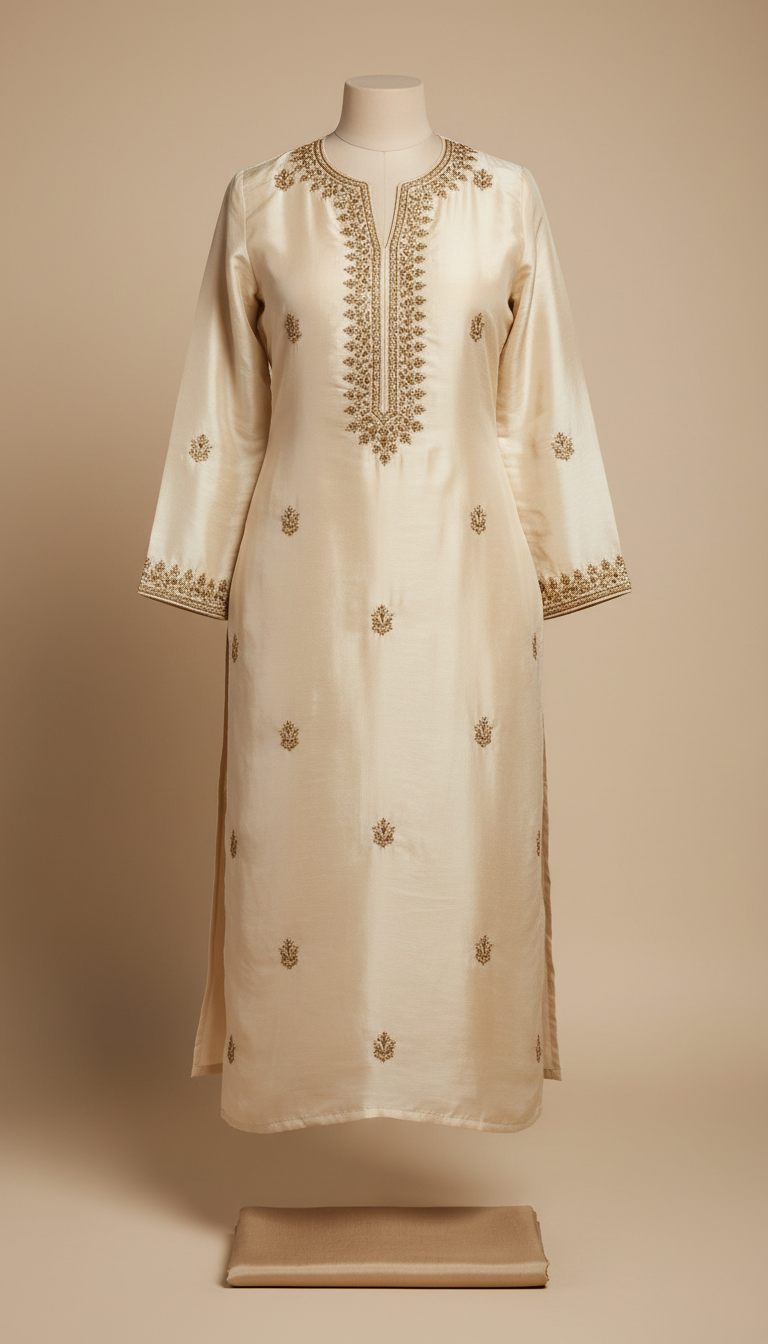 Champagne ivory silk kurti