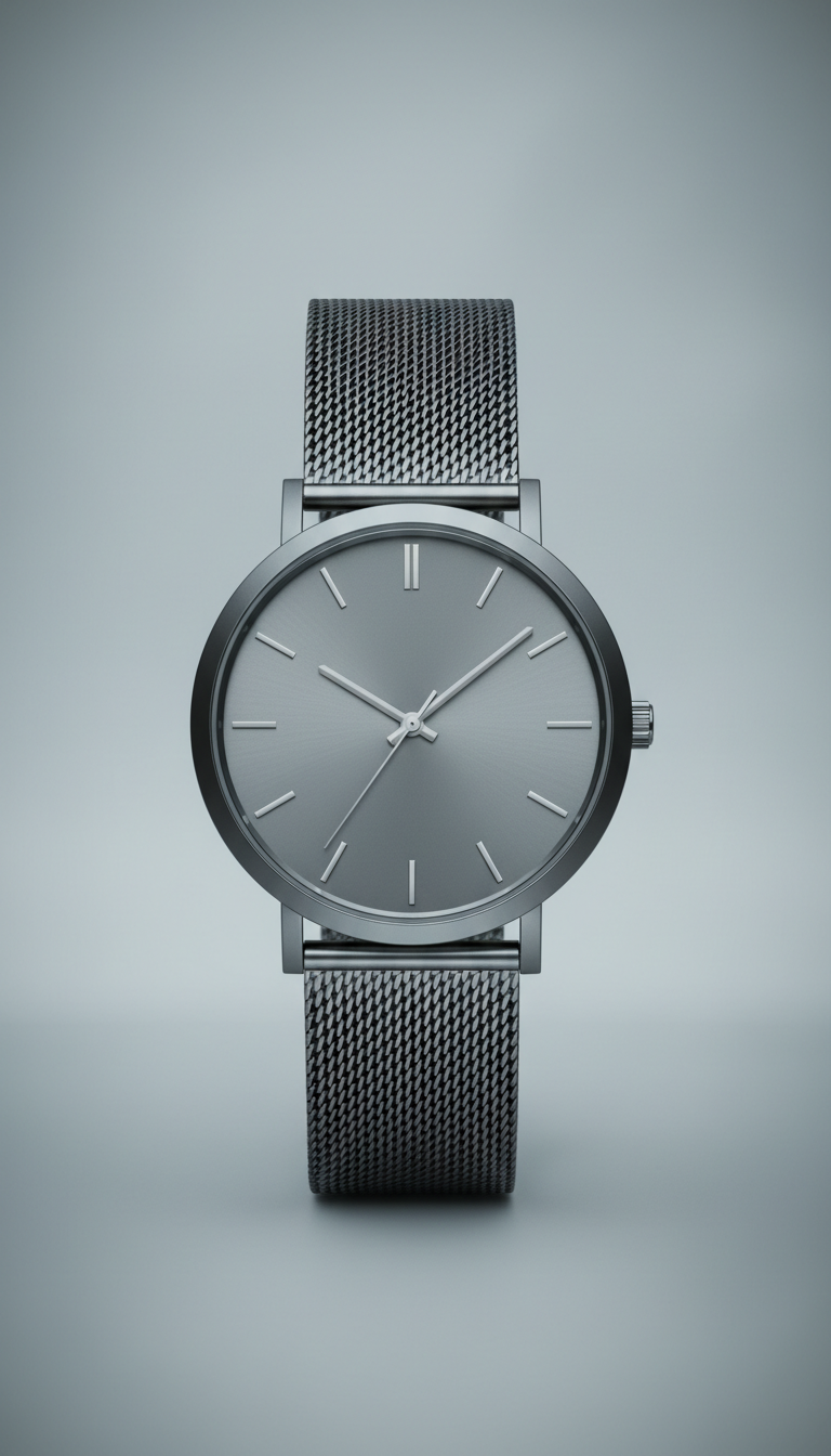 Charcoal Mesh Bracelet Timepiece
