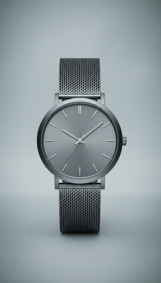 Charcoal Mesh Bracelet Timepiece