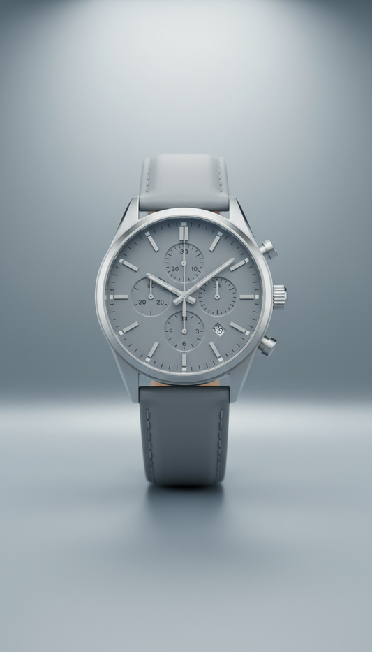 Silver Chronograph Cloud Gray Strap