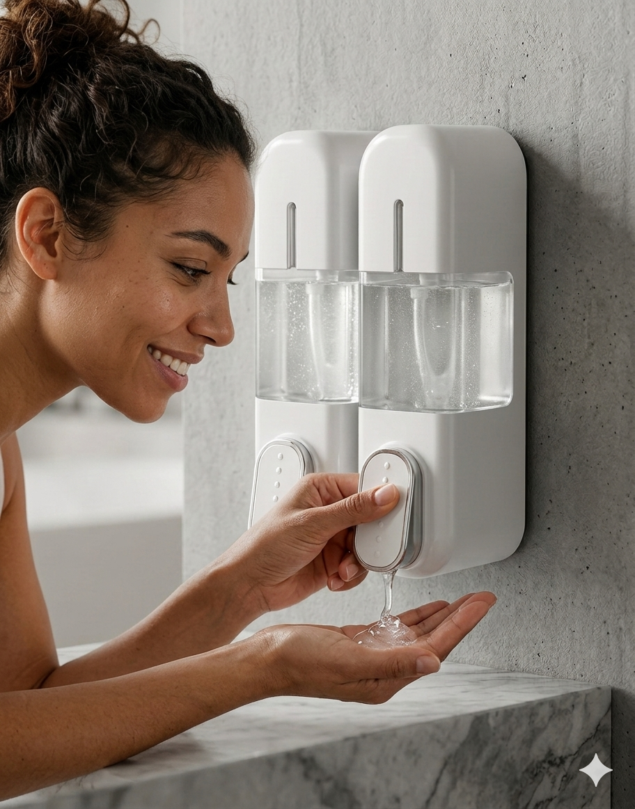 AquaPress Elite Wall Mount Soap Dispenser & Shampoo Dispenser – 300ml Bathroom Pump
