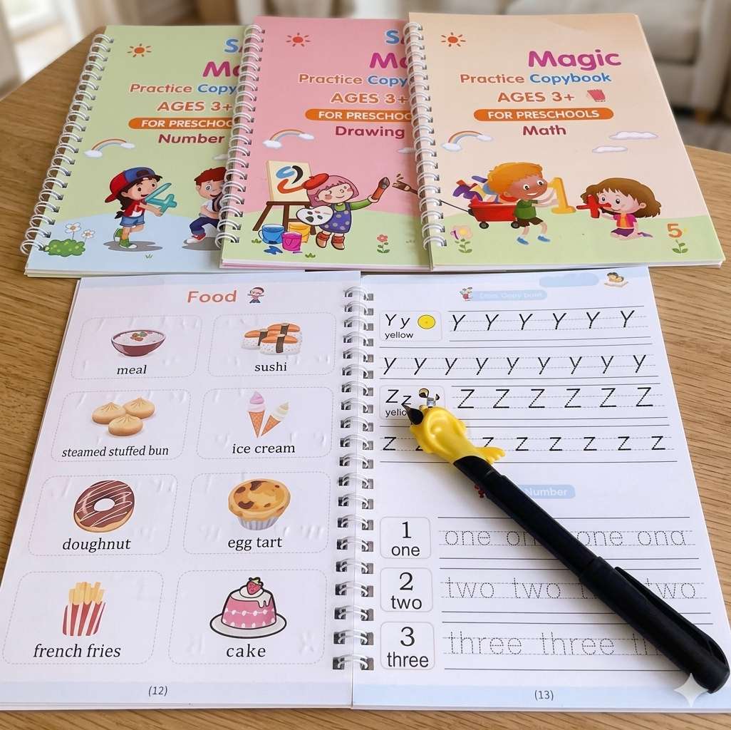Magic Practice Copybook for Kids – Reusable Writing Practice Book for Alphabets, Numbers & Maths