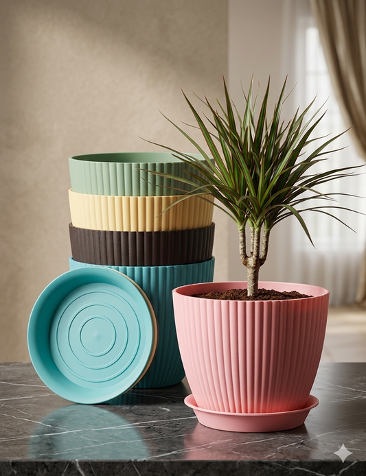 Bloom & Drain Flower Pot with Drainage Holes & Tray – Indoor Outdoor Plant Pot