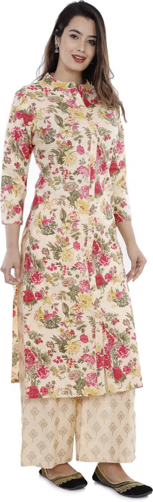 Pure Cotton Kurti Cream for Women | Breathable airy comfort for warm days | Precision-cut relaxed fit for flattering silhouette | Easy-care machine safe fabric that retains shape | Timeless neutral for versatile styling