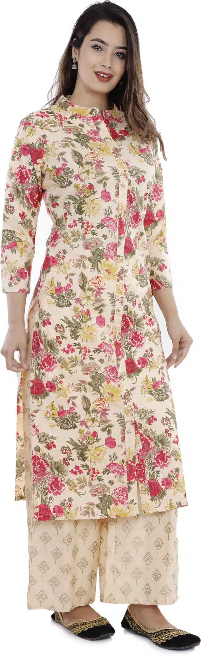 HyprFLOW™ Pure Cotton Kurti — Cream | Women's Luxury Ethnic Wear