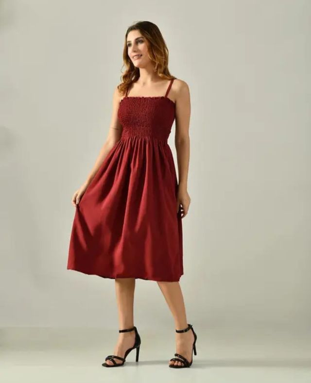 HyprFLOW™ Stylish Women's Dress — Maroon | Luxury Everyday Wear