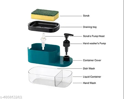SinkEase 3-in-1 Soap Dispenser with Sponge Holder – Kitchen Sink Organiser & Hand Wash Pump