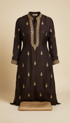 Deep espresso tailored kurti with gold accents